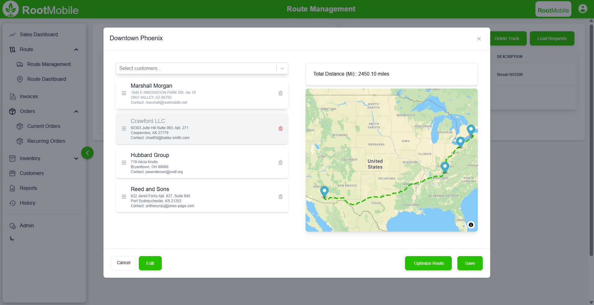 Route Optimization - Advanced algorithms showing optimized delivery routes and real-time traffic integration
