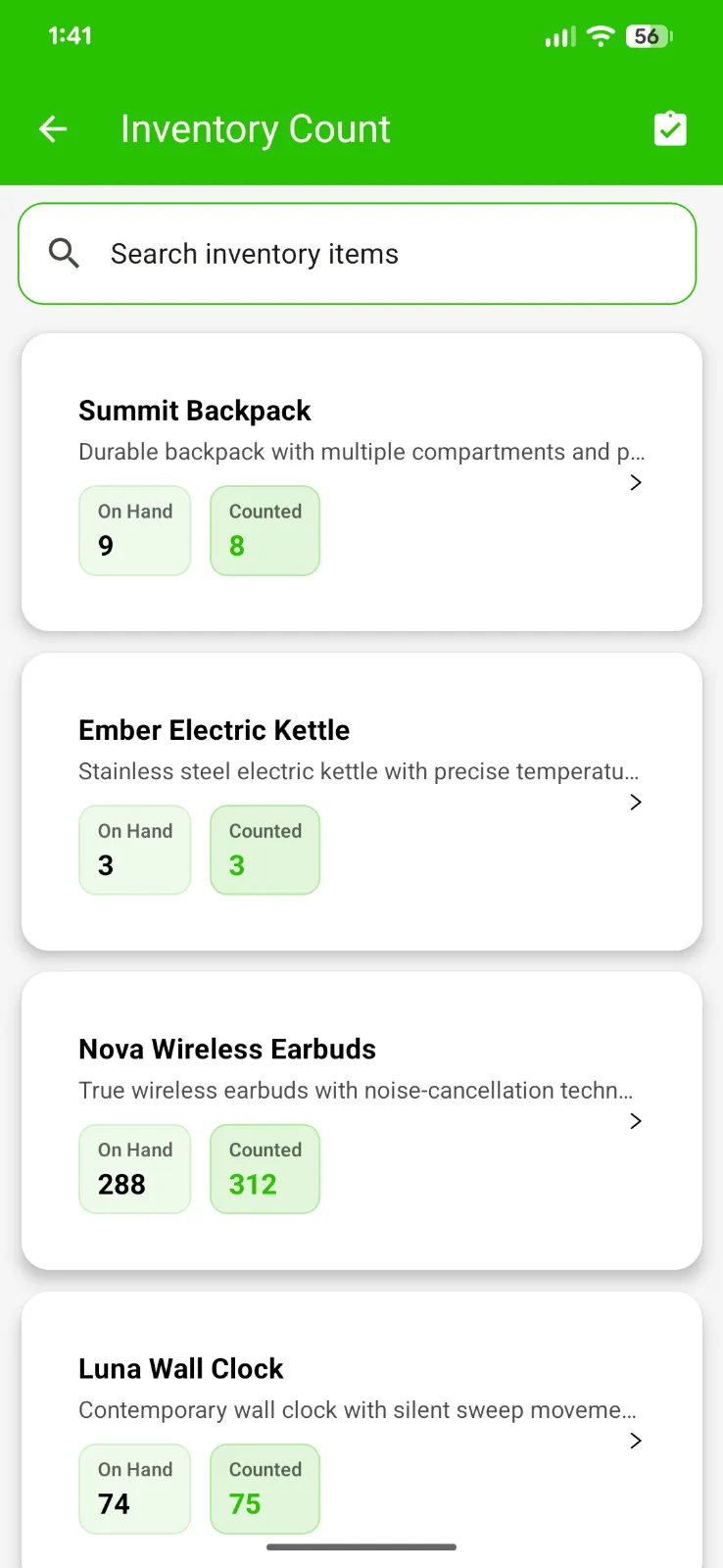 Mobile Warehouse App - Mobile interface for warehouse inventory management